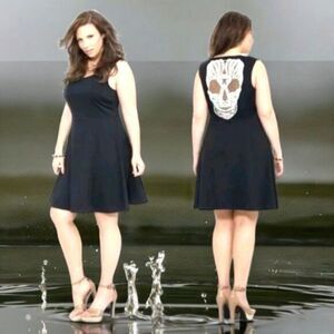 TORRID Plus Size Vintage Black Sleeveless Skull Tank dress Ivory Mesh Crochet